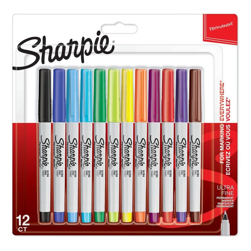 Sharpie Permanent Marker Ultra Fine (Pack of 12) (Assorted Colors)