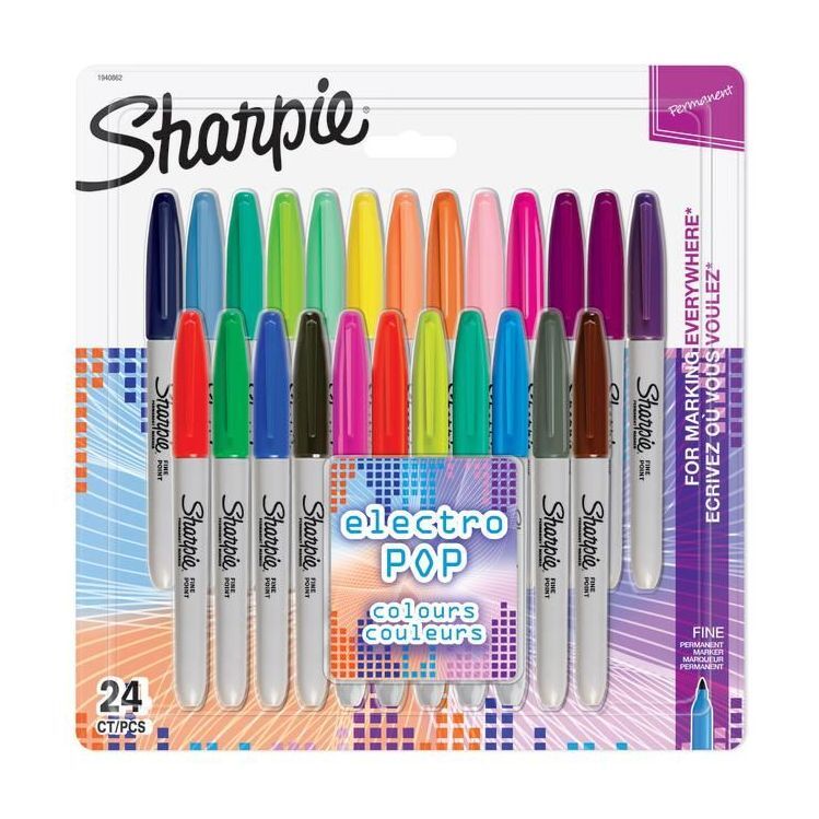 Sharpie Permanent Marker Fine - Electro Pop (Pack of 24) (Assorted Colors)