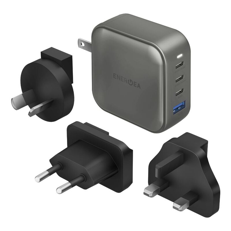 Energea TravelWorld GaN 100 3C 1A PD/PPS/Qc 3.0 Wall Charger 100W - Gunmetal