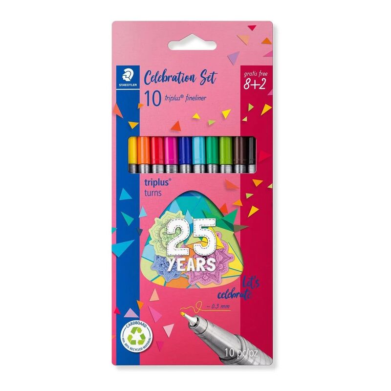 Staedtler Triplus Fineliner Anniversary (Pack of 10) (Assorted Colors)