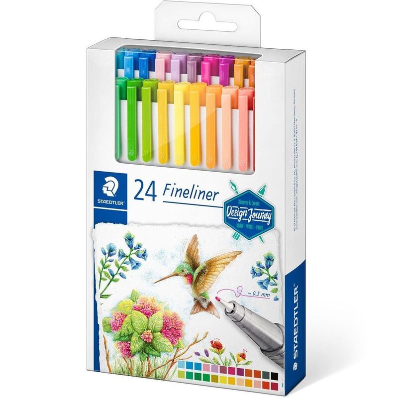 Staedtler Design Journey Triplus Fineliner Pens (Pack of 24) (Assorted Colors)