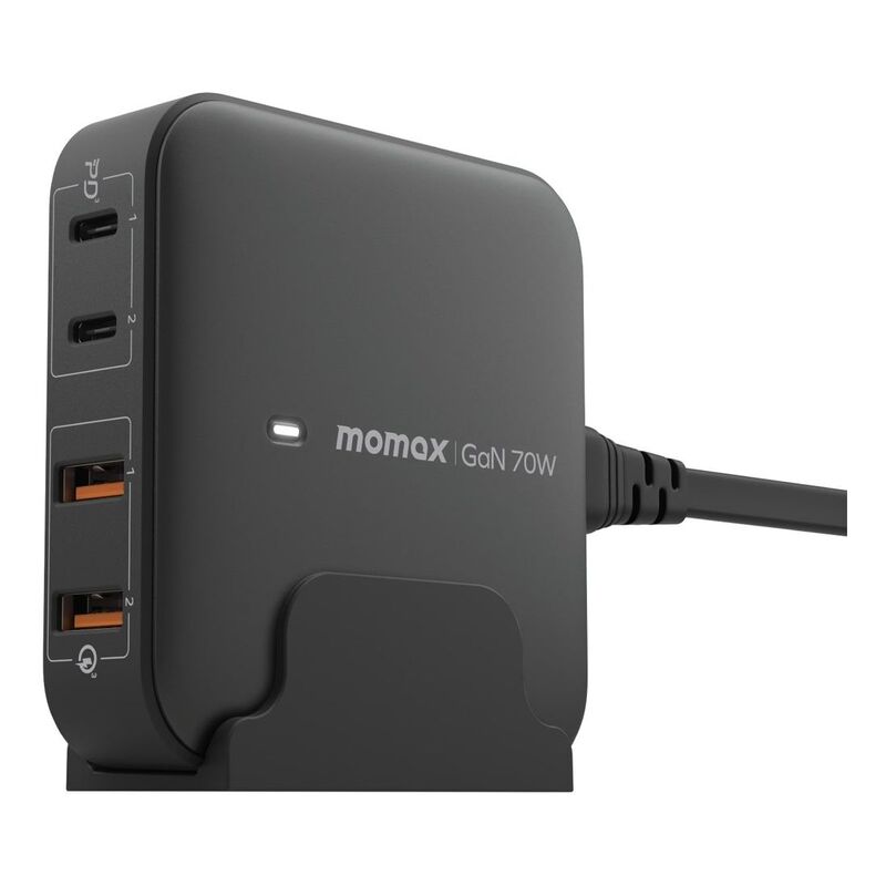 MOMAX One Plug PD 70W GaN 4-Port Desktop Charger (UK Plug) - Black