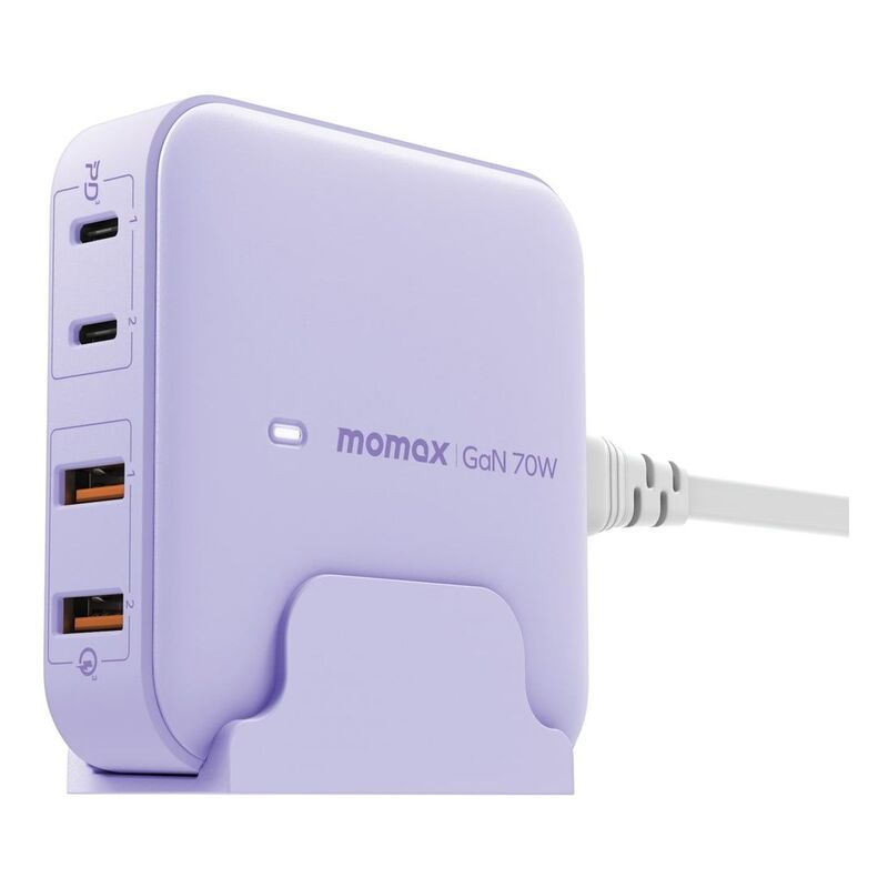 MOMAX One Plug PD 70W GaN 4-Port Desktop Charger (UK Plug) - Purple