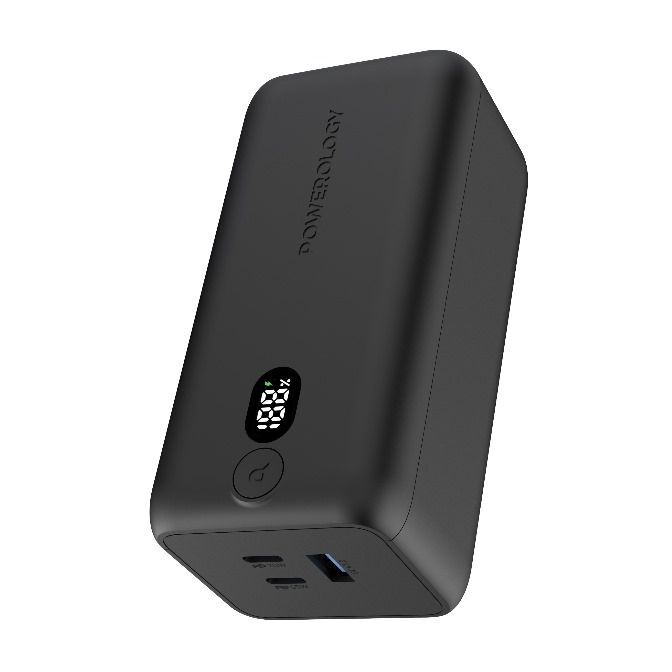 Powerology Onyx 20000mAh Dual USB-C Power Bank Rapid Three-Device Charging