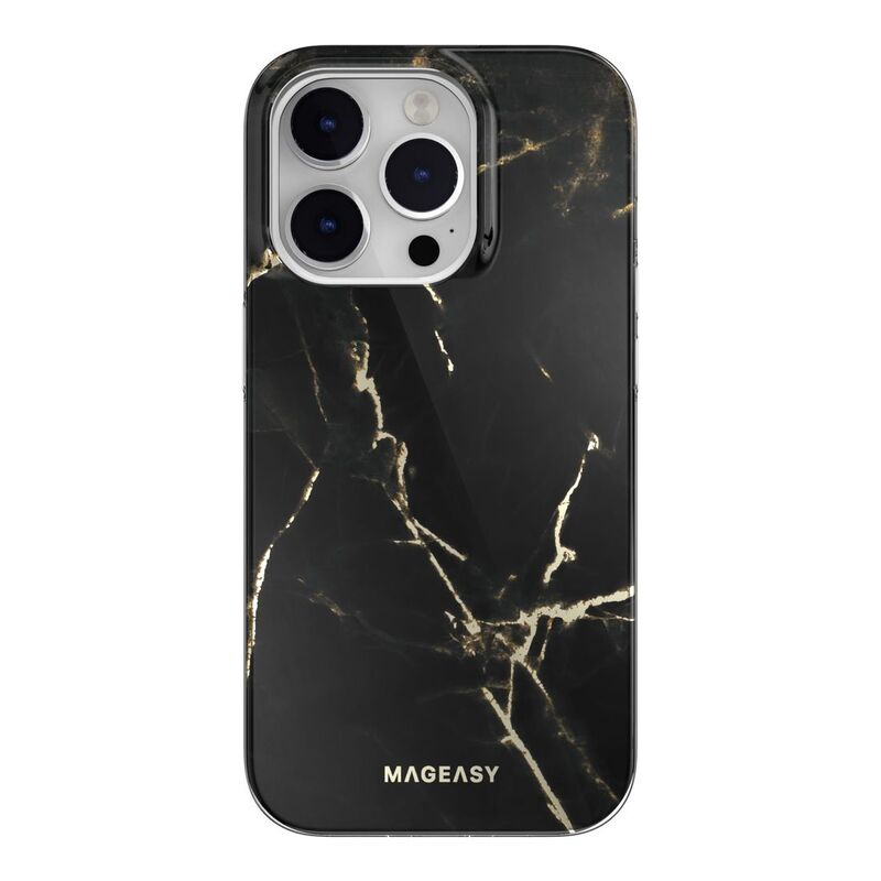 Mageasy MARBLE M Double Layer Decoration MagSafe Case for iPhone 14 Pro - Black