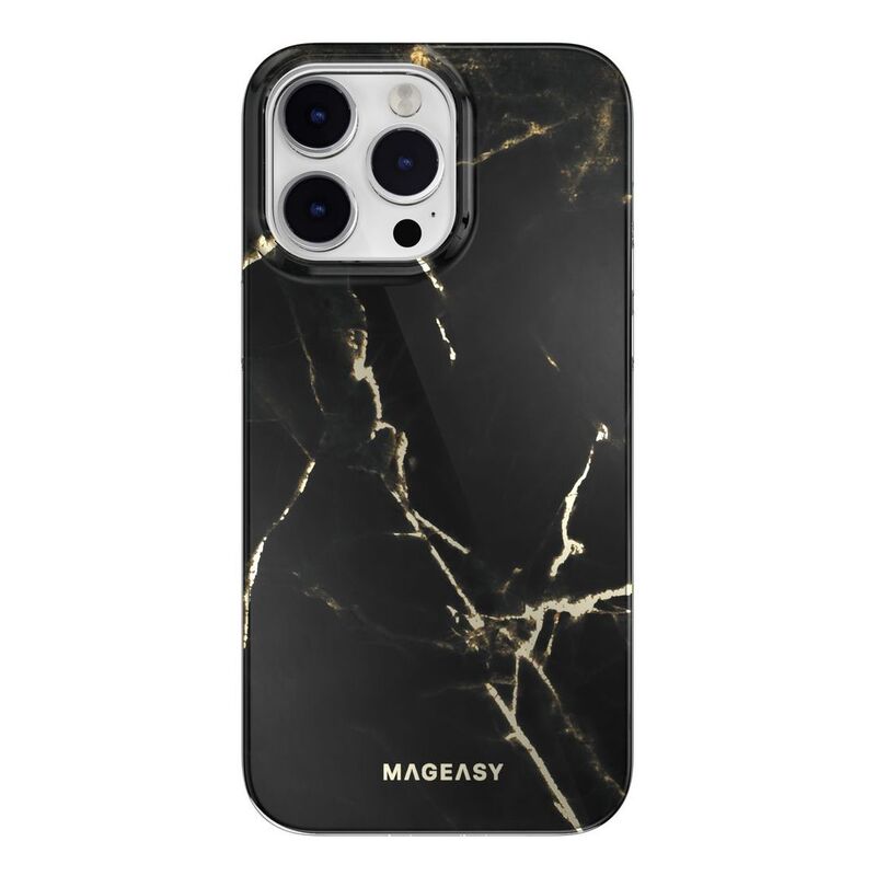 Mageasy MARBLE M Double Layer Decoration MagSafe Case for iPhone 14 Pro Max - Black