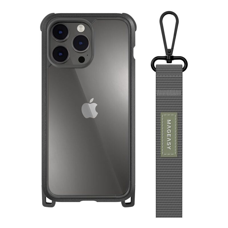 Mageasy ODYSSEY+ Rugged Utility Protective Case with Lanyard for iPhone 14 Pro Max - Classic Gray