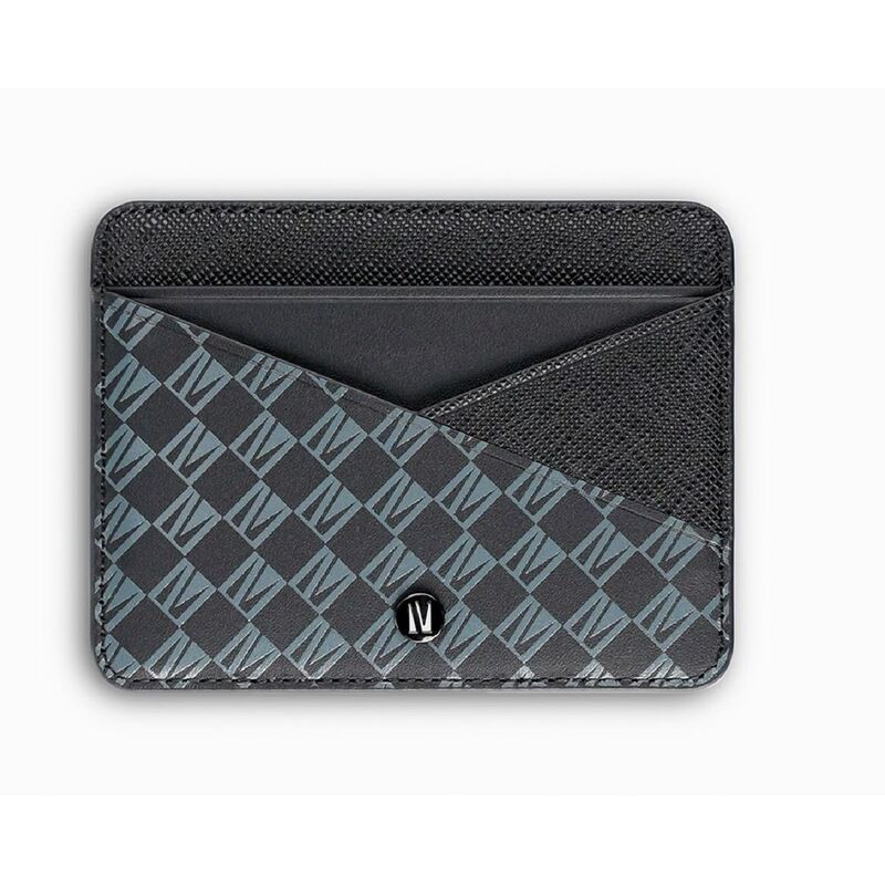 Levelo Tuxedo Leather Wallet With Metal Signature Logo - Black