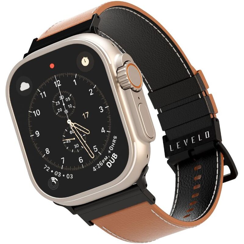 Levelo Montre Watch Strap for Apple Watch 49/45/44/42mm - Brown/Black