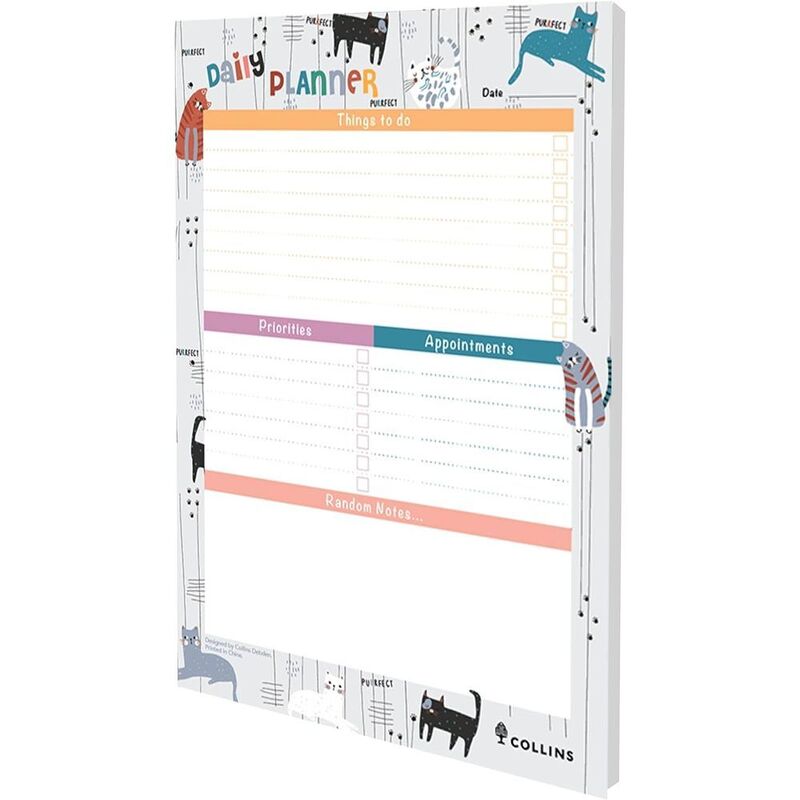 Collins Maru Cat Design A5 Daily Planner Pad 60 Sheets