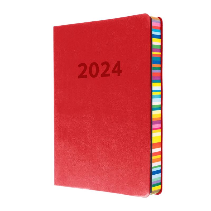 Collins Debden Edge Calendar Year 2024 A5 Day-To-Page Planner (With Appointments) - Red