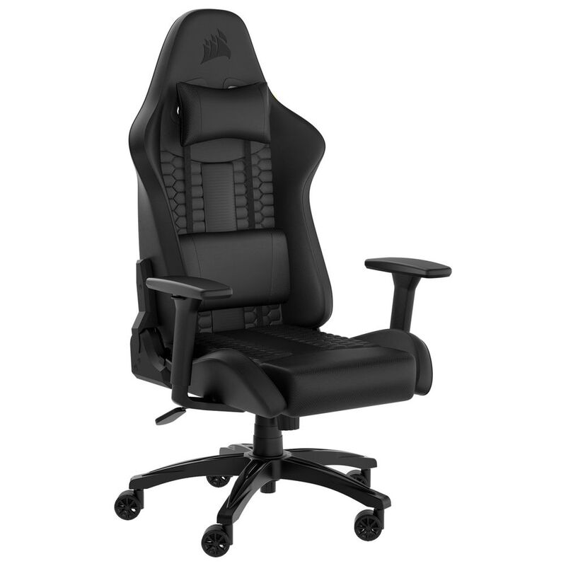Corsair TC100 Relaced Leatherette Gaming Chair - Black/Black