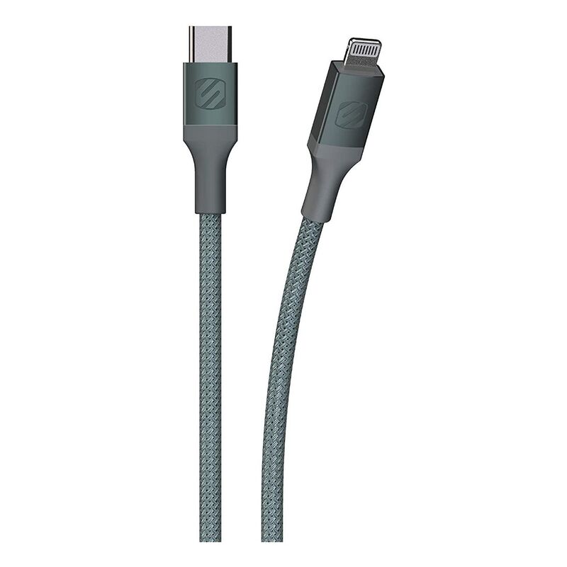 Scosche Strikeline MFi Certified Charge & Sync Braided Lightning and USB-C Cable - Midnight Green (2.5m)