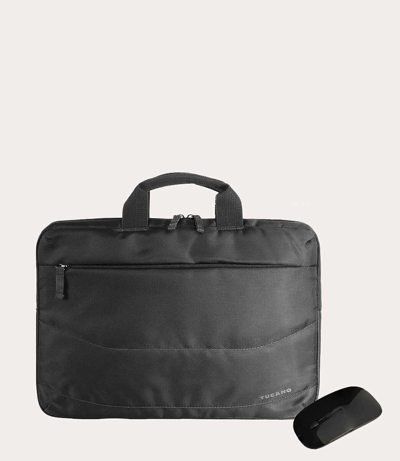 Tucano Idea Bundle Slim Bag 14-Inch - Black (Wireless Mouse)