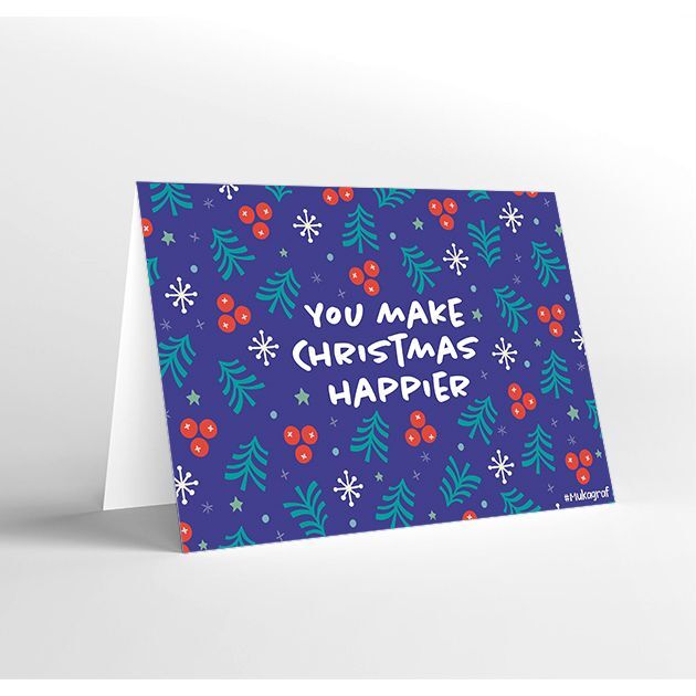 Mukagraf Standard Greeting Card - You Make Christmas Happier (18 x 12 cm)