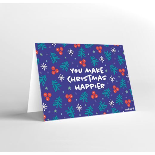 Mukagraf Mini Greeting Card - You Make Christmas Happier (11 x 8 cm)