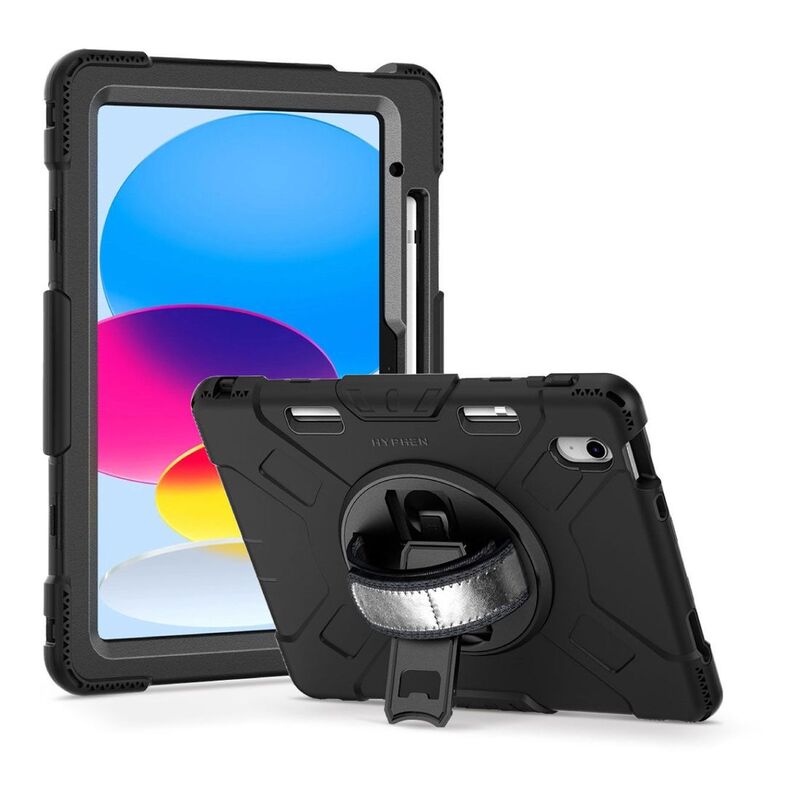 HYPHEN Axis Protective Case with Strap and Stand for iPad (10th Gen) 10.9-Inch - Black