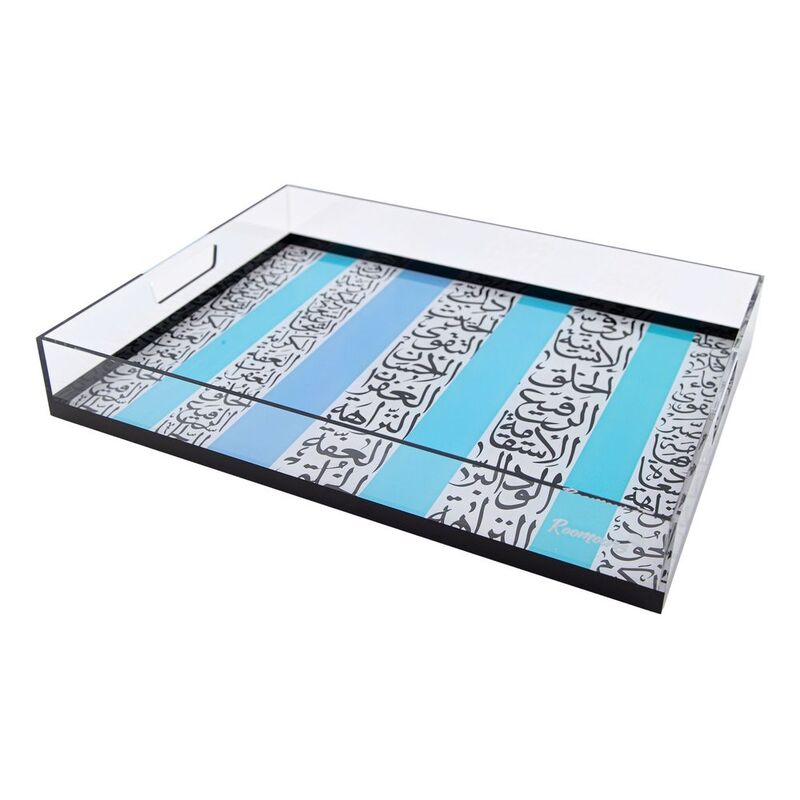 Roomours Arabesque Tray Acrylic - Blue & White (30 x 40 cm)