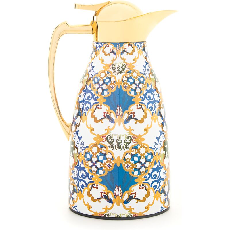 Roomours Blue Flower Thermos 1L - Gold