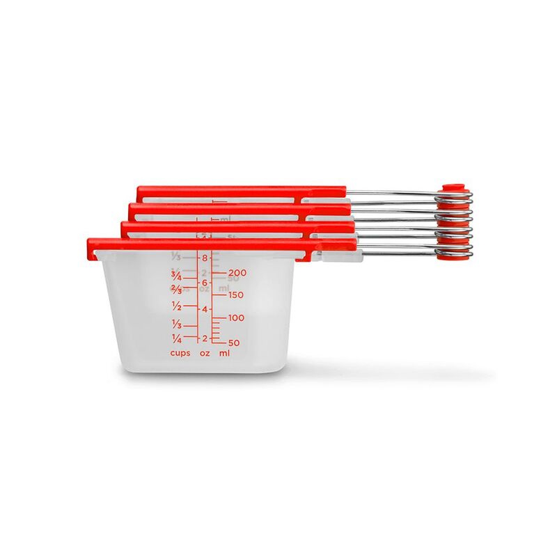 Dreamfarm Levups Scrape Measuring Cups (Set Of 4) - White/Red
