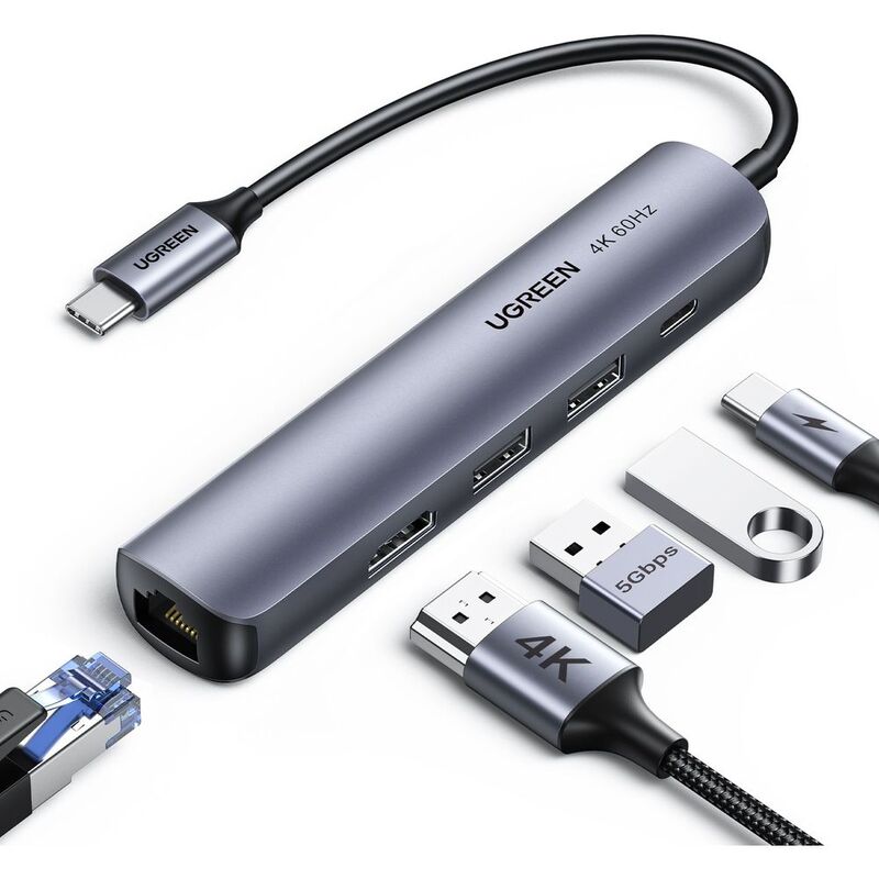 UGREEN Ultra Slim 5-in-1 USB-C Hub - Grey