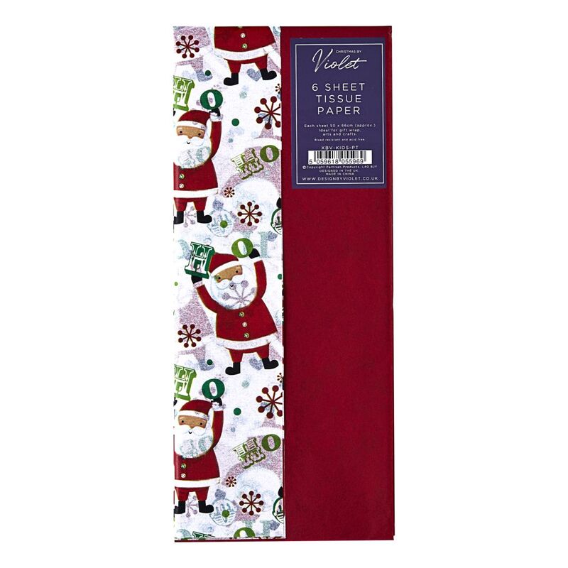 Design By Violet Christmas Tissue Paper - Santa / White (Pack of 6)