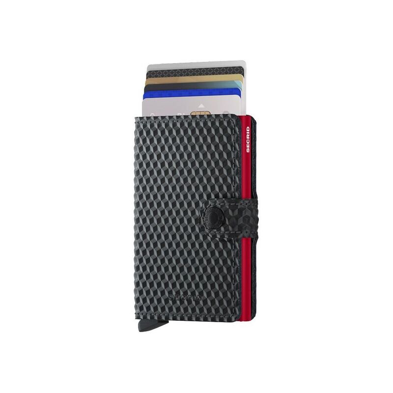 Secrid Miniwallet Leather Wallet - Cubic - Black/Red