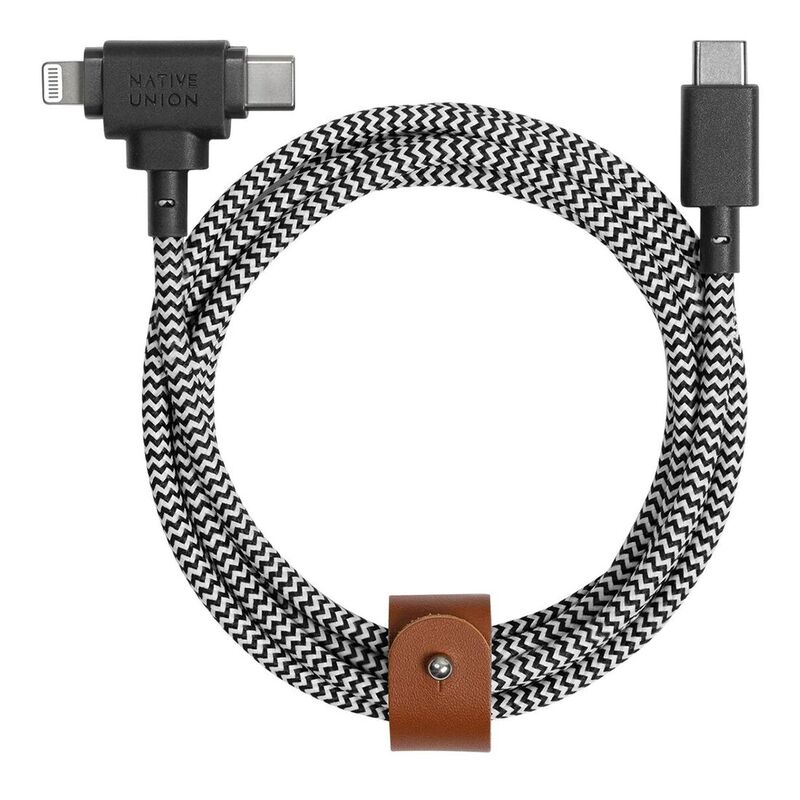 Native Union Belt 1.8m Cable - Duo USB-C to C + Lightining - Zebra