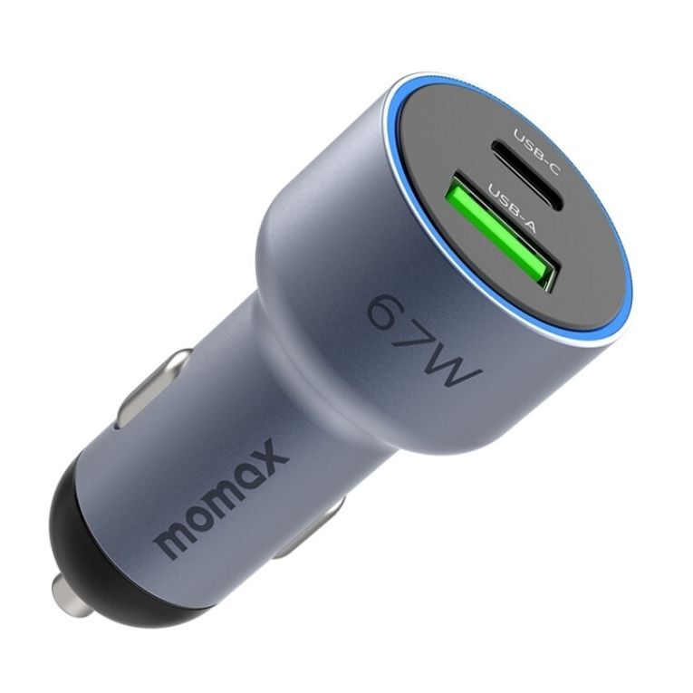 Momax MoVe - 67W Dual Port Car Charger - Space Grey