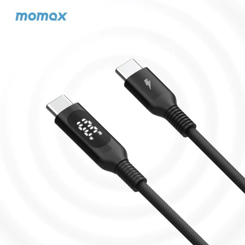 Momax Elitelink PD 100W USB-C To USB-C Cable with LED Display - Black
