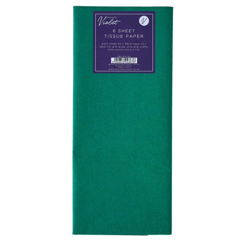 Design By Violet 6 Sheet Tissue Paper - Dark Green (50 x 66cm)
