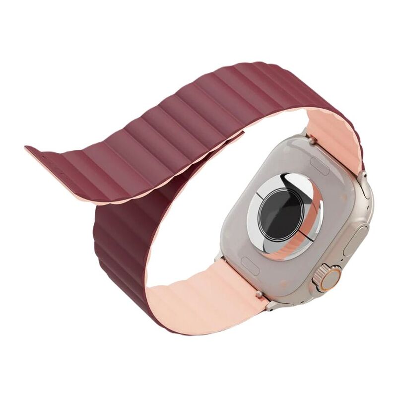 Levelo Cosmo Watch Strap for Apple Watch Ultra 49mm/Series 8 45mm/Galaxy Watch 22mm - Pink/Burgundy