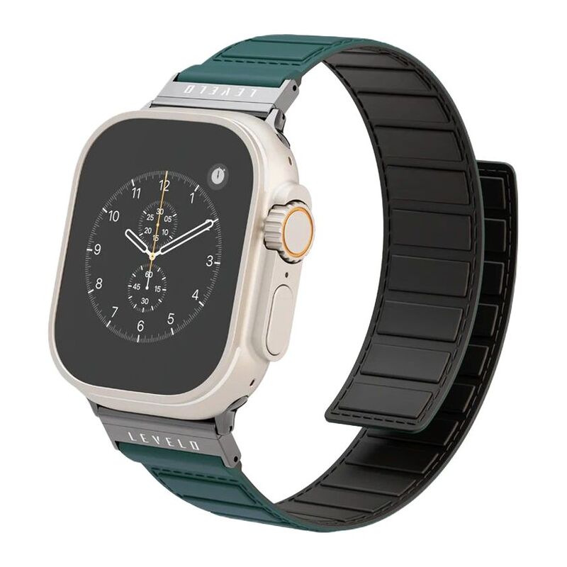 Levelo Vogue Watch Strap for Apple Watch Ultra 49mm/Series 8 45mm/Galaxy Watch 22mm - Black/Green
