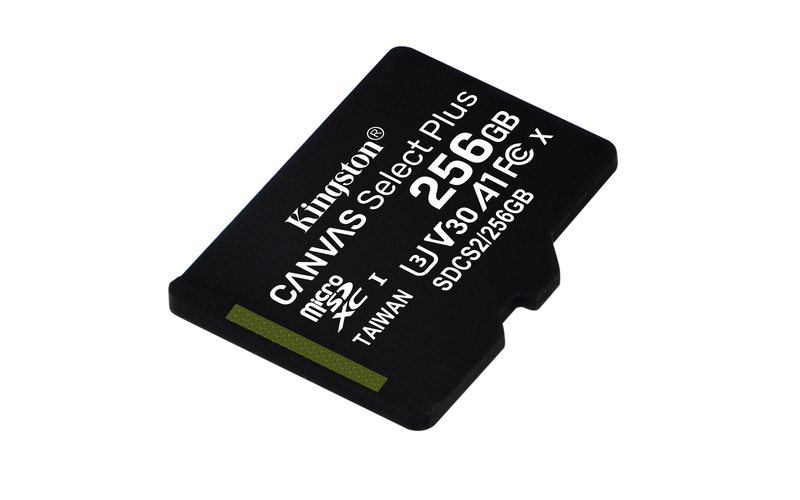 Kingston C10 U3-A1 Canvas Select Plus 256GB MicroSDXC Memory Card 100R