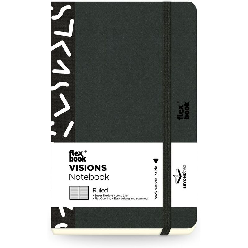 Flexbook Visions Ruled A6 Notebook - Pocket - Black Spine/White Angles (9 x 14 cm)