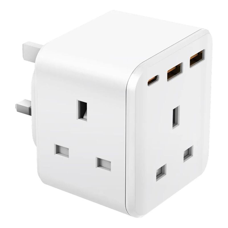 Bazic GoPort Cube 6-In-1 Multi-Socket Wall Charger With PD/QC 20W Fast Charging - White