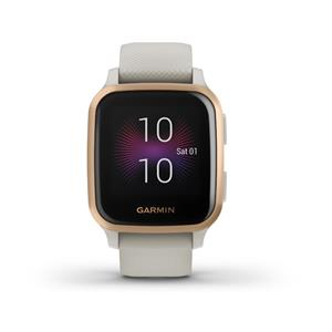 Garmin Venu SQ Music Edition Smartwatch Rose Gold Aluminium Bezel with Light Sand Case and Silicone Band