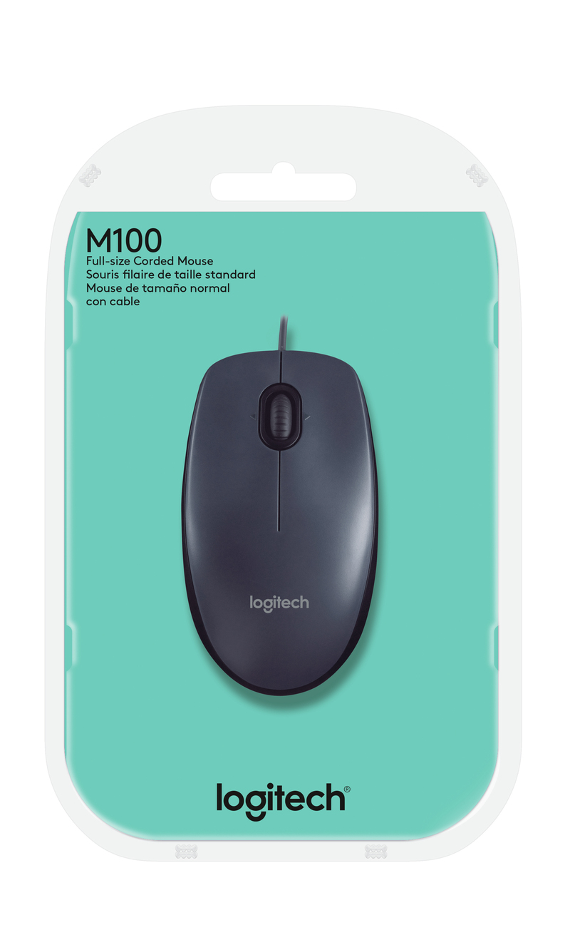Logitech M100 USB Wired Mouse Grey