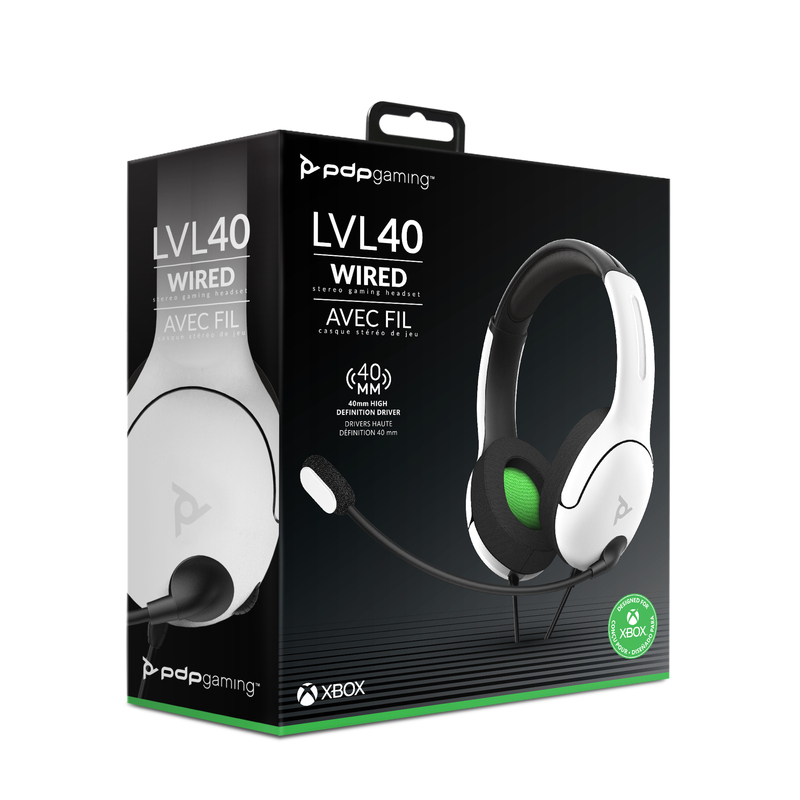 سماعات الرأس السلكية LVL40 للألعاب من بي دي بي بلون أبيض لأجهزة اكس بوكس الفئة اكس/وان