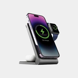 Energea MagTrio 3-in-1 Foldable Magnetic Fast Wireless Charger - Gunmetal