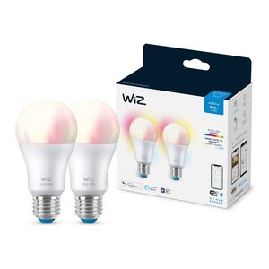 WiZ AE27 Wi-Fi Bulb Color + Tunable White/9W A60 806lm (Pack of 2)