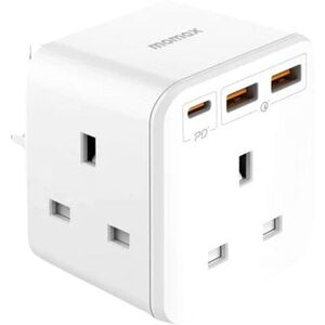 Momax ONEPLUG 3-Outlet Cube Extension Socket With USB - White