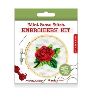 Kikkerland Mini Crossstitch Embroidery Kit - Rose