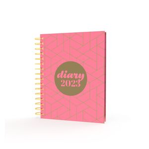 Collins Debden Scandi A5 Week To View - New Diary 2023 - Geo Pink