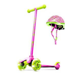 Zycom Zipper Kids' Light-Up Scooter & Helmet Combo - Pink/Lime XS/S