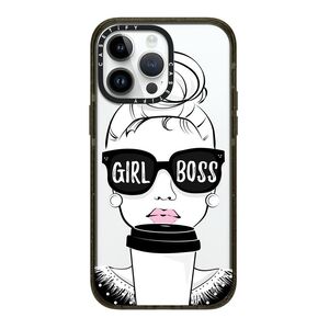 Casetify iPhone 14 Pro Max Magsafe Compatible Impact Case Girl Boss - Clear Black