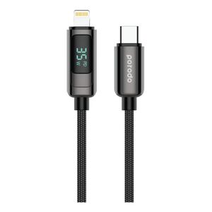 Porodo 35W Braided USB-C to Lightning Cable with Power Display 1.2m - Black