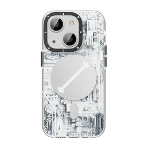 Youngkit Futuristic Circuit Upgraded Anti-Drop Impact Magsafe Case for iPhone 14 - White