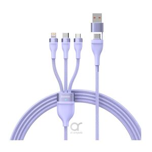 Baseus Flash Series 2 3-in-1 USB Charging Cable USB-C/Micro USB/Lightning 100W 1.2m - Purple