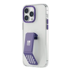 Levelo Morphix Clara Gripstand IMD Clear Case for iPhone 14 Pro Max - Deep Purple